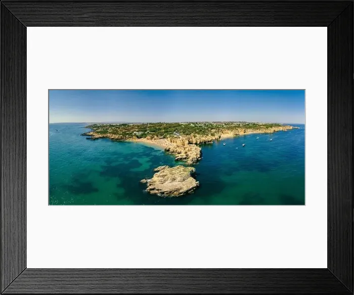 Framed Print : Panoramic aerial drone view of popular Praia do Castelo beach, Albufeira, Algarve, Portugal Framed Print : Panoramic aerial drone view of popular Praia do Castelo beach, Albufeira, Algarve, Portugal
