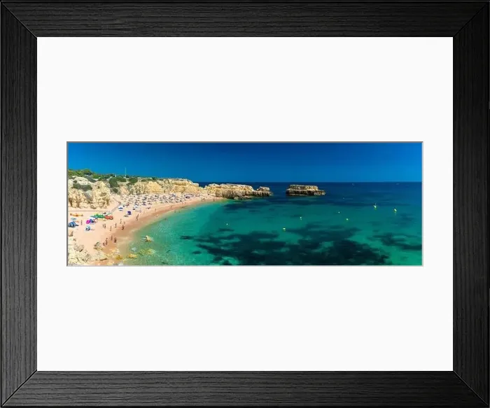 Framed Print : Panoramic aerial drone view of popular Praia do Castelo beach, Albufeira, Algarve, Portugal Framed Print : Panoramic aerial drone view of popular Praia do Castelo beach, Albufeira, Algarve, Portugal