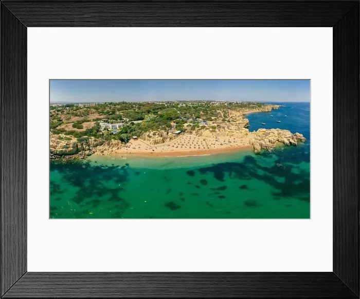 Framed Print : Panoramic aerial drone view of popular Praia do Castelo beach, Albufeira, Algarve, Portugal Framed Print : Panoramic aerial drone view of popular Praia do Castelo beach, Albufeira, Algarve, Portugal
