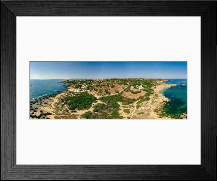 Framed Print : Panoramic aerial drone view of popular Praia do Castelo beach, Albufeira, Algarve, Portugal Framed Print : Panoramic aerial drone view of popular Praia do Castelo beach, Albufeira, Algarve, Portugal