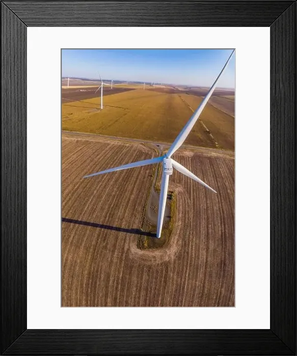 Framed Print : Aerial High angle drone view close up of a wind mill Framed Print : Aerial High angle drone view close up of a wind mill