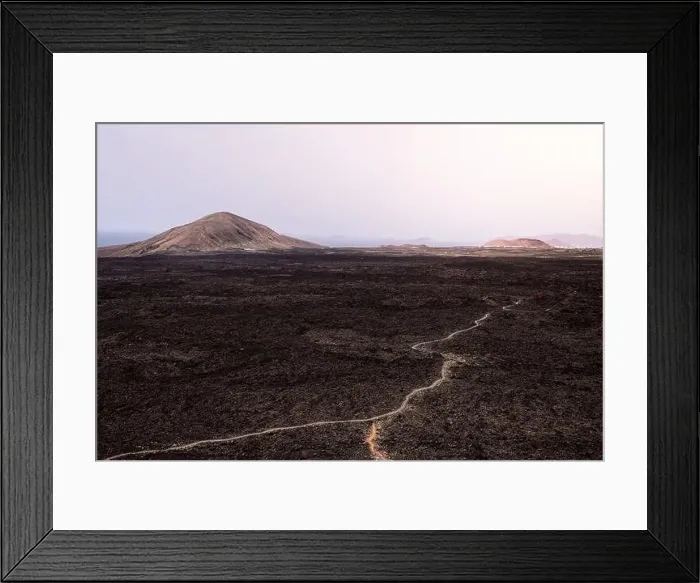 Framed Print : From above rough route between dark lava against Caldera Blanca Framed Print : From above rough route between dark lava against Caldera Blanca