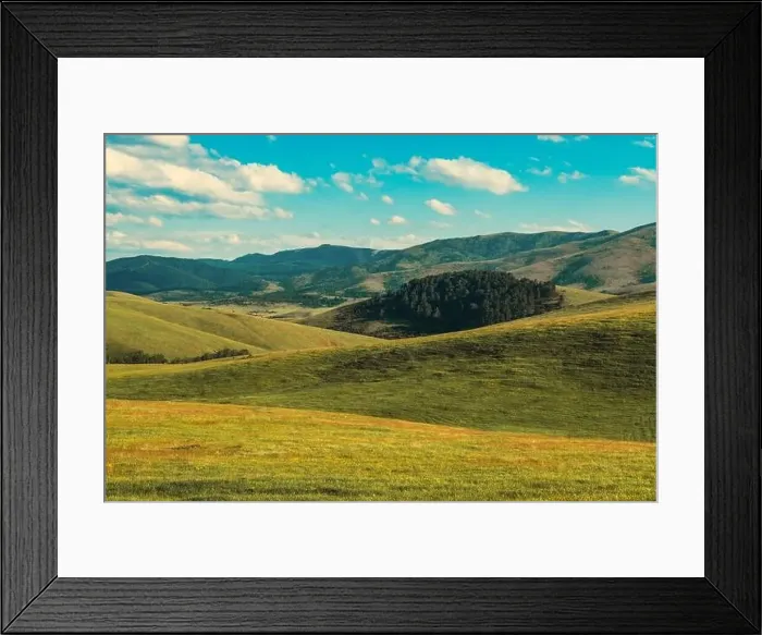 Framed Print : Zlatibor hills landscape in summer from above, aerial drone photography of green pasture land and woods