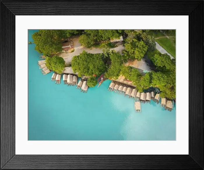 Framed Print : Aerial view blue water river, Top view sea blue lagoon pond water from above Framed Print : Aerial view blue water river, Top view sea blue lagoon pond water from above
