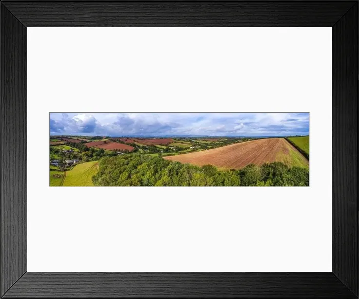 Framed Print : Rainbow over the Fields over Compton Castle from a drone, Compton, Devon, England, Europe Framed Print : Rainbow over the Fields over Compton Castle from a drone, Compton, Devon, England, Europe