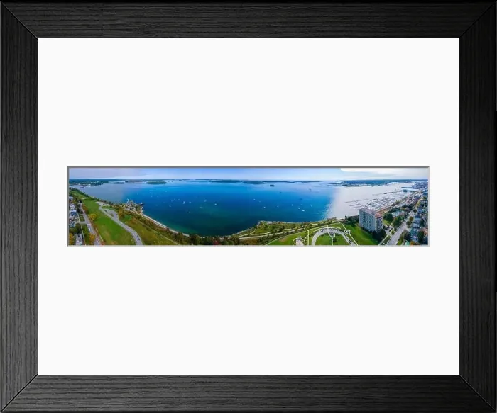 Framed Print : Portland Harbor and mouth of the Fore River panoramic aerial view from East End of Portland, Maine ME, USA Framed Print : Portland Harbor and mouth of the Fore River panoramic aerial view from East End of Portland, Maine ME, USA