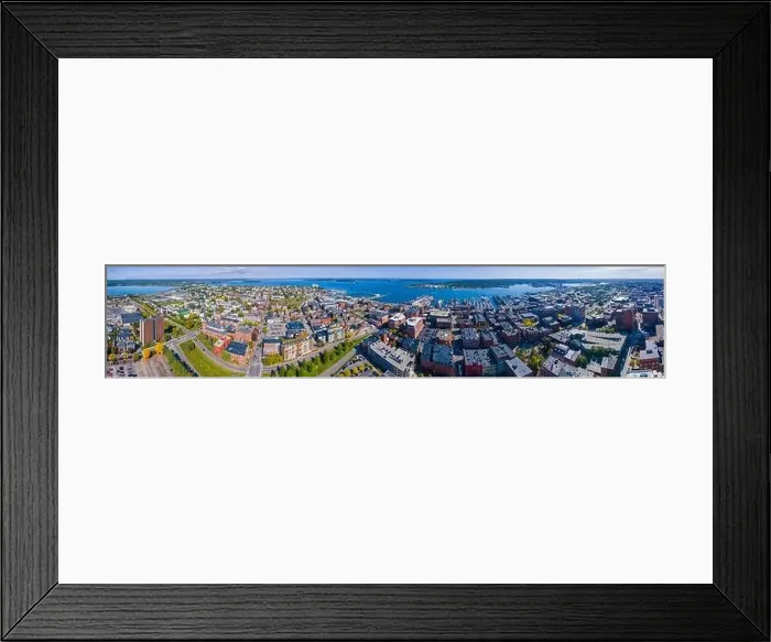 Framed Print : Panoramic aerial view of Portland Old Port and Fore River in downtown Portland, Maine ME, USA Framed Print : Panoramic aerial view of Portland Old Port and Fore River in downtown Portland, Maine ME, USA