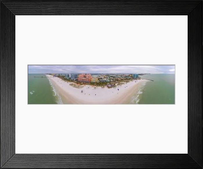 Framed Print : Clearwater Beach panoramic aerial view including Pier 60 Fishing Pier and harbor in a cloudy day Framed Print : Clearwater Beach panoramic aerial view including Pier 60 Fishing Pier and harbor in a cloudy day