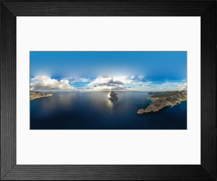 Framed Print : Aerial view of the island of Vedra during sunset. Ibiza Spain