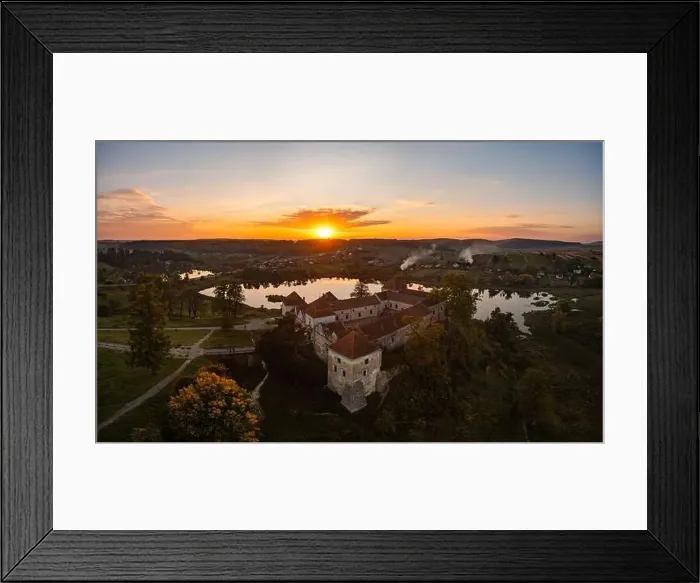 Framed Print : Aerial view on Svirzh castle in Lviv region, Ukraine from drone Framed Print : Aerial view on Svirzh castle in Lviv region, Ukraine from drone