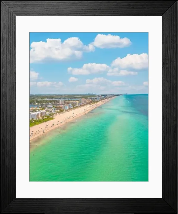 Framed Print : Town of Hollywood Beach, Florida during a beautiful sunny afternoon and minimal clouds Framed Print : Town of Hollywood Beach, Florida during a beautiful sunny afternoon and minimal clouds
