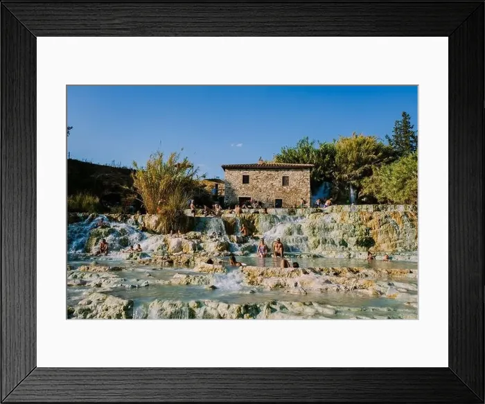 Framed Print : Toscane Italy August 2021, natural spa with waterfalls and hot springs at Saturnia thermal baths Framed Print : Toscane Italy August 2021, natural spa with waterfalls and hot springs at Saturnia thermal baths