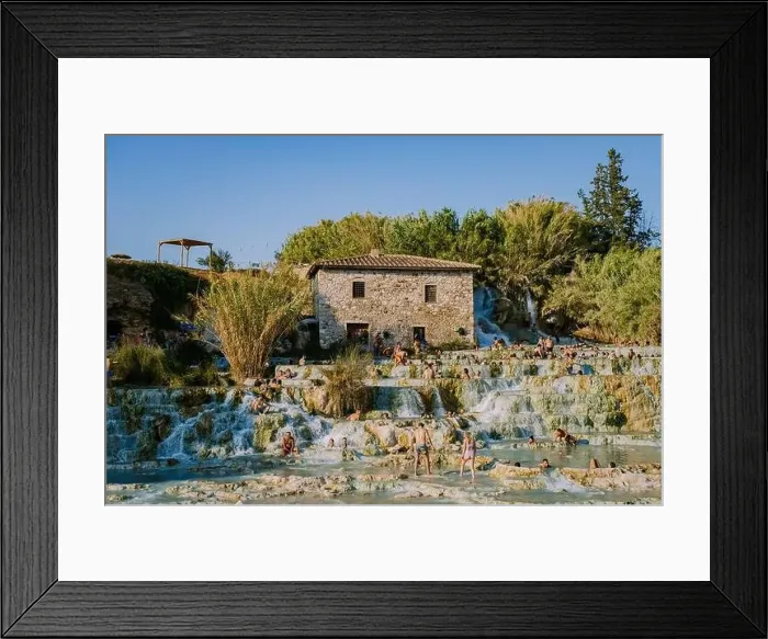Framed Print : Toscane Italy August 2021, natural spa with waterfalls and hot springs at Saturnia thermal baths Framed Print : Toscane Italy August 2021, natural spa with waterfalls and hot springs at Saturnia thermal baths