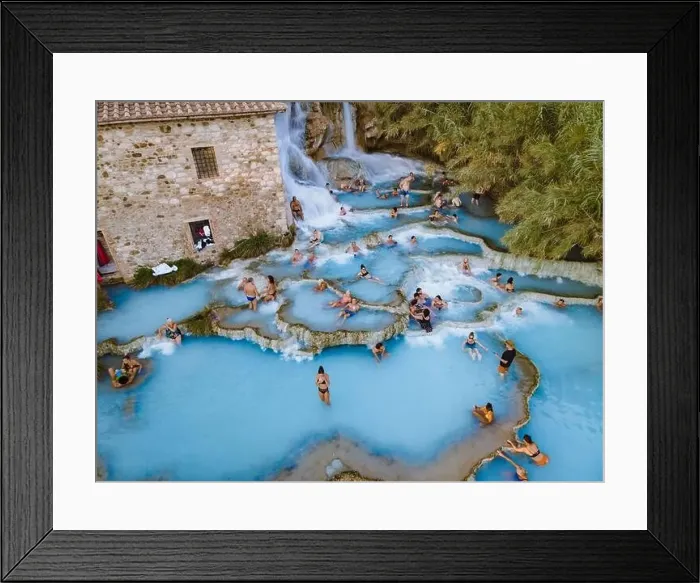 Framed Print : Toscane Italy August 2021, natural spa with waterfalls and hot springs at Saturnia thermal baths Framed Print : Toscane Italy August 2021, natural spa with waterfalls and hot springs at Saturnia thermal baths