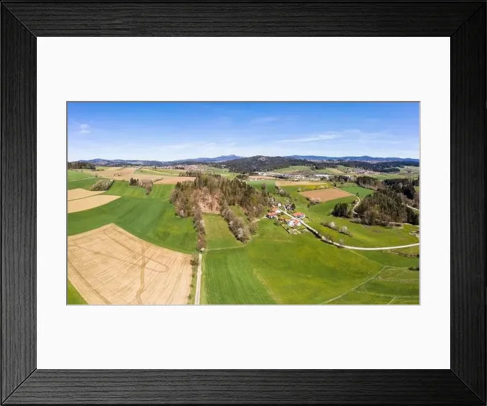 Framed Print : Image of aerial photography with drone of landscape in Bavarian forest near Grafenau with mountain Rachel, Germany Framed Print : Image of aerial photography with drone of landscape in Bavarian forest near Grafenau with mountain Rachel, Germany