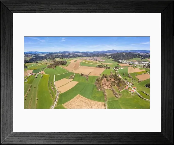 Framed Print : Image of aerial photography with drone of landscape in Bavarian forest near Grafenau with mountain Rachel, Germany Framed Print : Image of aerial photography with drone of landscape in Bavarian forest near Grafenau with mountain Rachel, Germany