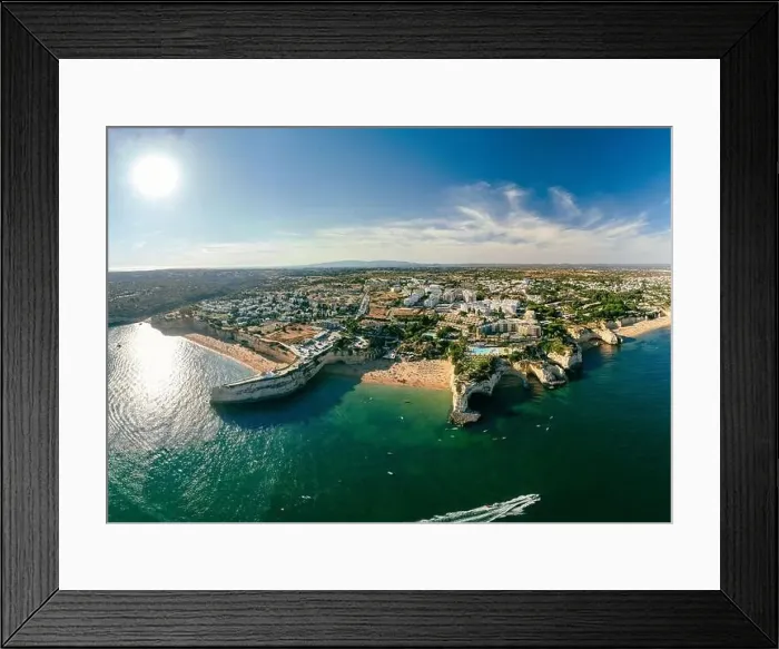 Framed Print : Aerial drone panoramic views of Praia Nova and Praia de Nossa beach, Algarve, Portugal Framed Print : Aerial drone panoramic views of Praia Nova and Praia de Nossa beach, Algarve, Portugal