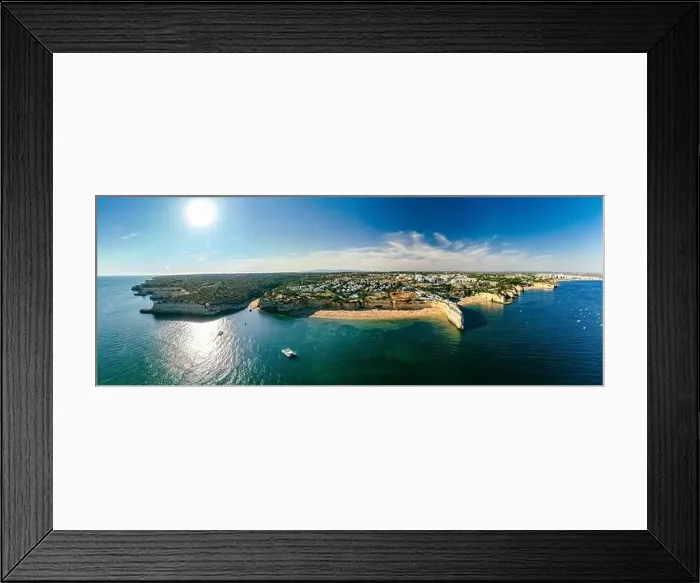 Framed Print : Aerial drone panoramic views of Praia Nova and Praia de Nossa beach, Algarve, Portugal Framed Print : Aerial drone panoramic views of Praia Nova and Praia de Nossa beach, Algarve, Portugal