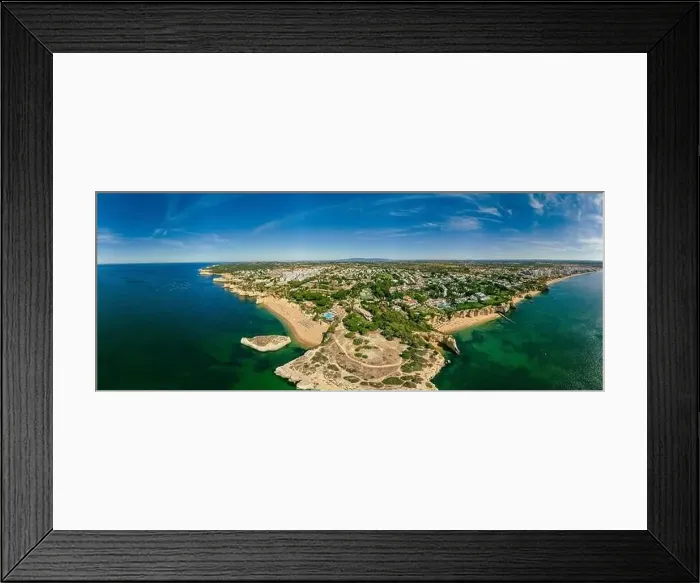 Framed Print : Aerial drone panoramic views of Praia Nova and Praia de Nossa beach, Algarve, Portugal Framed Print : Aerial drone panoramic views of Praia Nova and Praia de Nossa beach, Algarve, Portugal
