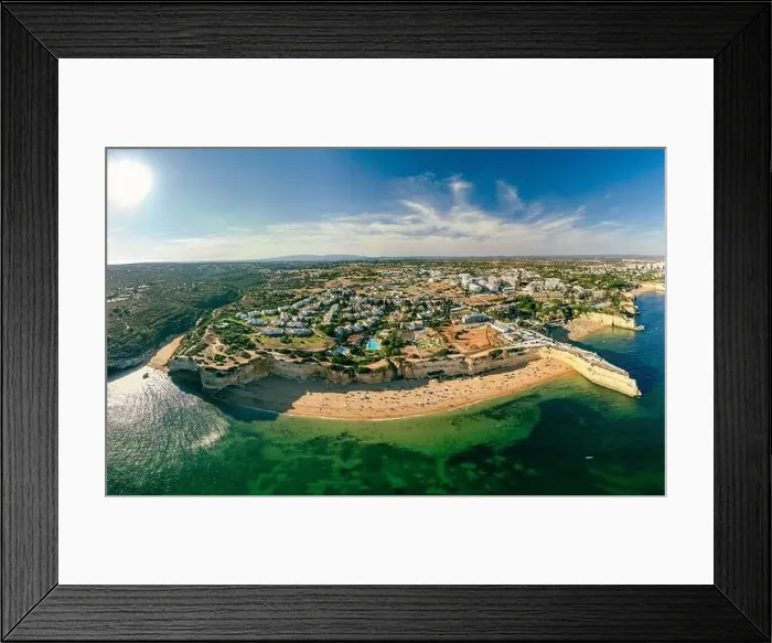 Framed Print : Aerial drone panoramic views of Praia Nova and Praia de Nossa beach, Algarve, Portugal Framed Print : Aerial drone panoramic views of Praia Nova and Praia de Nossa beach, Algarve, Portugal