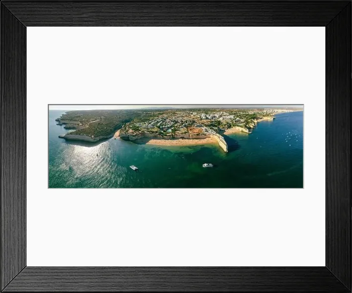Framed Print : Aerial drone panoramic views of Praia Nova and Praia de Nossa beach, Algarve, Portugal Framed Print : Aerial drone panoramic views of Praia Nova and Praia de Nossa beach, Algarve, Portugal