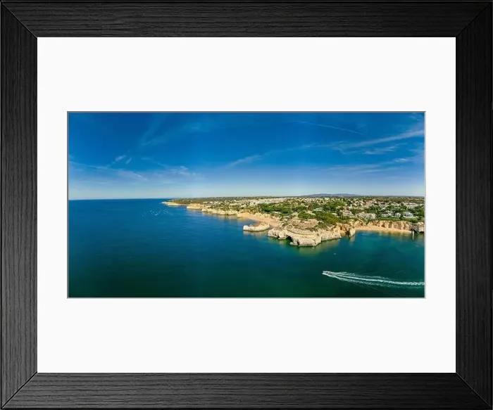 Framed Print : Aerial drone panoramic views of Praia Nova and Praia de Nossa beach, Algarve, Portugal Framed Print : Aerial drone panoramic views of Praia Nova and Praia de Nossa beach, Algarve, Portugal