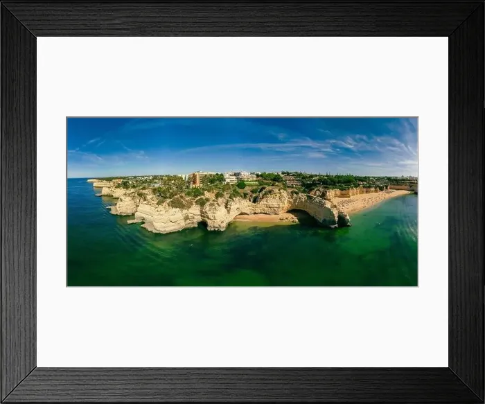 Framed Print : Aerial drone panoramic views of Praia Nova and Praia de Nossa beach, Algarve, Portugal Framed Print : Aerial drone panoramic views of Praia Nova and Praia de Nossa beach, Algarve, Portugal