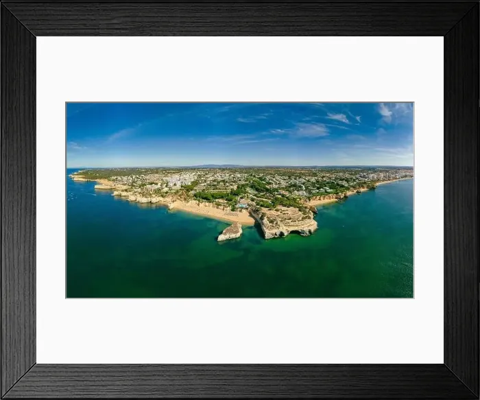 Framed Print : Aerial drone panoramic views of Praia Nova and Praia de Nossa beach, Algarve, Portugal Framed Print : Aerial drone panoramic views of Praia Nova and Praia de Nossa beach, Algarve, Portugal