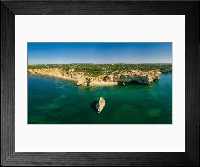 Framed Print : Aerial drone views of Praia da Marinha and Malhada do Baraco - beaches in Algarve, Portugal Framed Print : Aerial drone views of Praia da Marinha and Malhada do Baraco - beaches in Algarve, Portugal