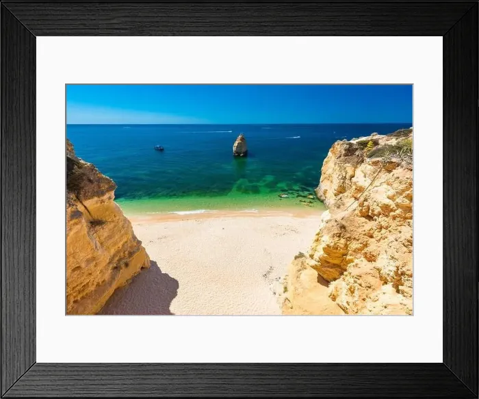 Framed Print : Aerial drone views of Praia da Marinha and Malhada do Baraco - beaches in Algarve, Portugal Framed Print : Aerial drone views of Praia da Marinha and Malhada do Baraco - beaches in Algarve, Portugal