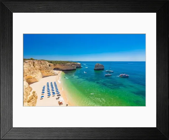 Framed Print : Aerial drone views of Praia da Marinha and Malhada do Baraco - beaches in Algarve, Portugal Framed Print : Aerial drone views of Praia da Marinha and Malhada do Baraco - beaches in Algarve, Portugal