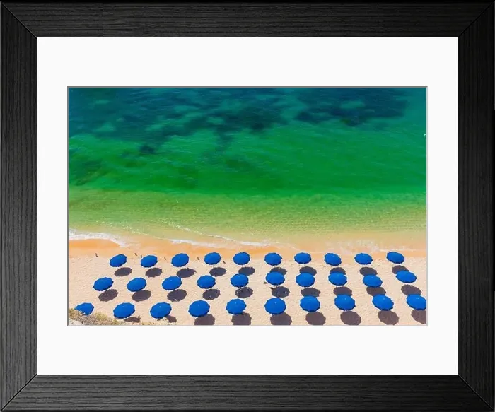 Framed Print : Aerial drone views of Praia da Marinha and Malhada do Baraco - beaches in Algarve, Portugal