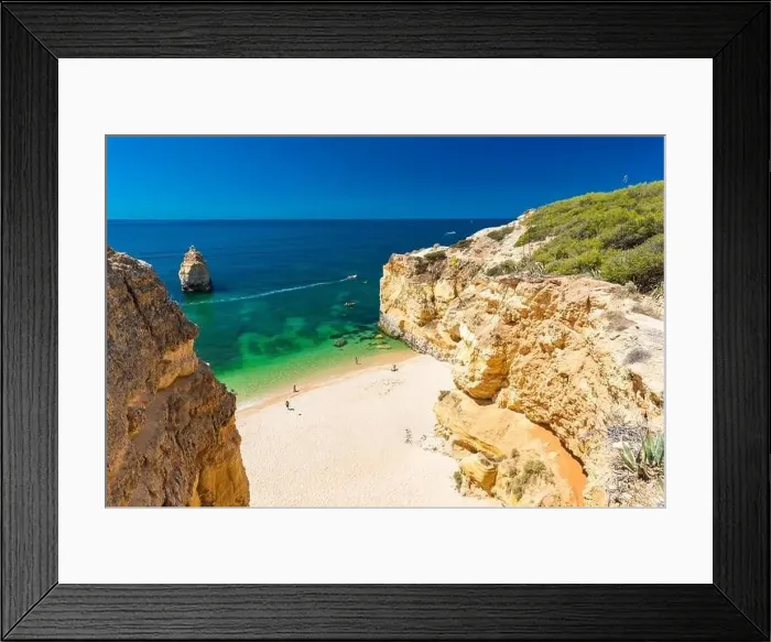 Framed Print : Aerial drone views of Praia da Marinha and Malhada do Baraco - beaches in Algarve, Portugal Framed Print : Aerial drone views of Praia da Marinha and Malhada do Baraco - beaches in Algarve, Portugal