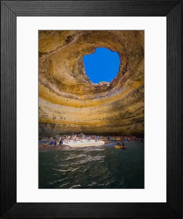 Framed Print : Aerial drone views of Praia da Marinha and Malhada do Baraco - beaches in Algarve, Portugal