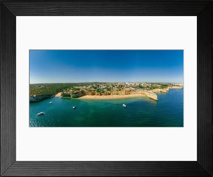 Framed Print : Aerial drone panoramic views of Praia Nova and Praia de Nossa beach, Algarve, Portugal Framed Print : Aerial drone panoramic views of Praia Nova and Praia de Nossa beach, Algarve, Portugal