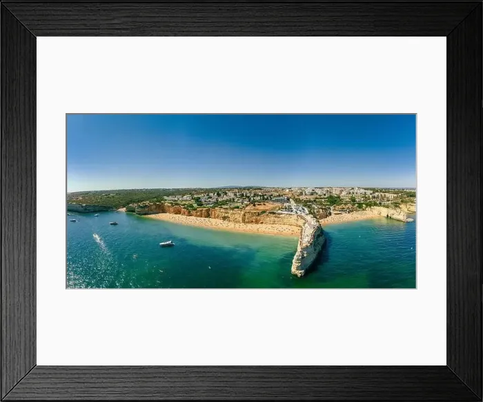 Framed Print : Aerial drone panoramic views of Praia Nova and Praia de Nossa beach, Algarve, Portugal Framed Print : Aerial drone panoramic views of Praia Nova and Praia de Nossa beach, Algarve, Portugal