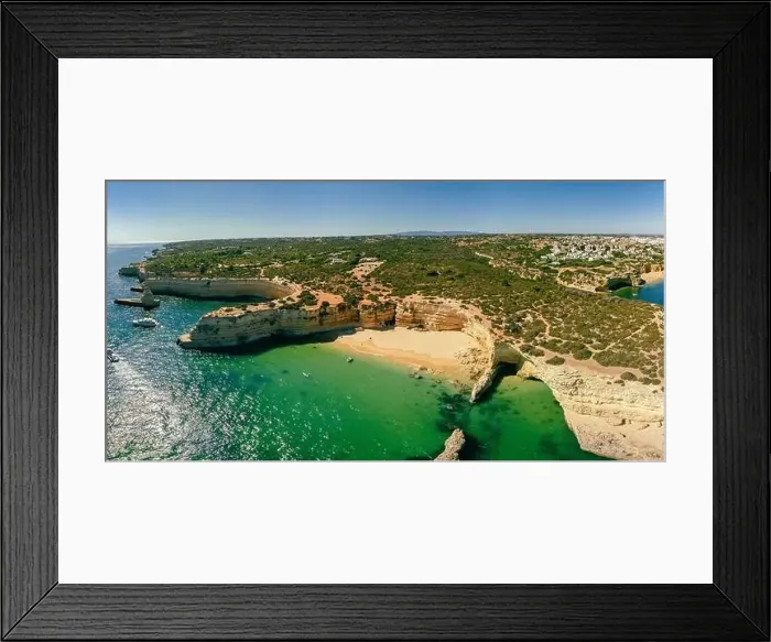 Framed Print : Aerial drone panoramic views of Praia Nova and Praia de Nossa beach, Algarve, Portugal Framed Print : Aerial drone panoramic views of Praia Nova and Praia de Nossa beach, Algarve, Portugal