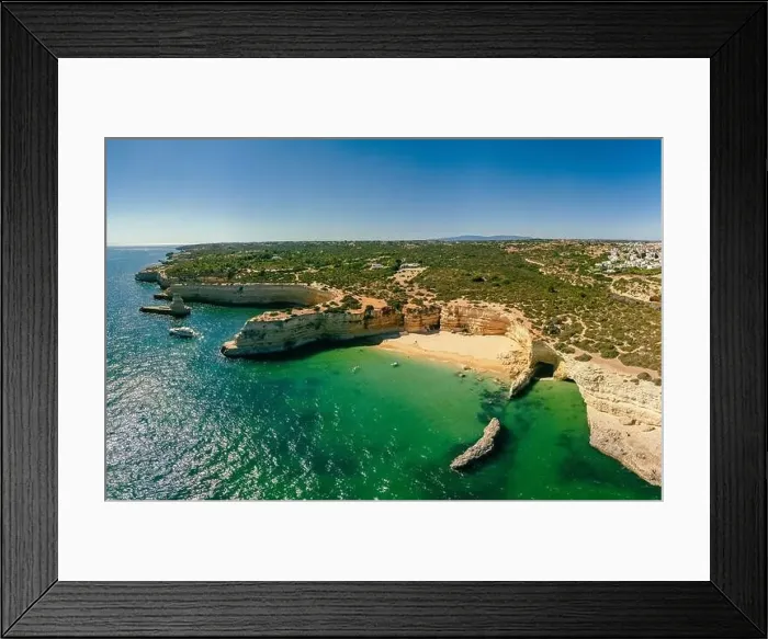 Framed Print : Aerial drone panoramic views of Praia Nova and Praia de Nossa beach, Algarve, Portugal Framed Print : Aerial drone panoramic views of Praia Nova and Praia de Nossa beach, Algarve, Portugal