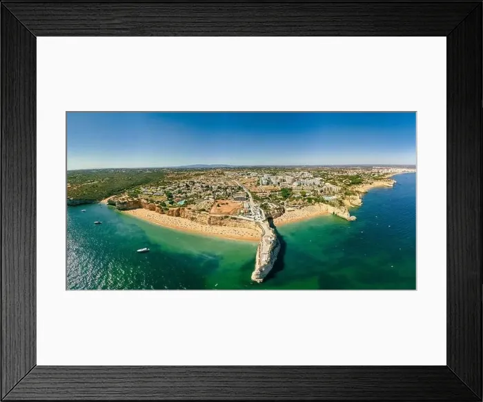Framed Print : Aerial drone panoramic views of Praia Nova and Praia de Nossa beach, Algarve, Portugal Framed Print : Aerial drone panoramic views of Praia Nova and Praia de Nossa beach, Algarve, Portugal