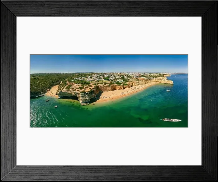 Framed Print : Aerial drone panoramic views of Praia Nova and Praia de Nossa beach, Algarve, Portugal Framed Print : Aerial drone panoramic views of Praia Nova and Praia de Nossa beach, Algarve, Portugal