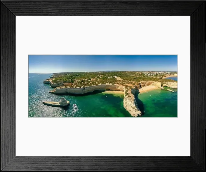 Framed Print : Aerial drone panoramic views of Praia Nova and Praia de Nossa beach, Algarve, Portugal Framed Print : Aerial drone panoramic views of Praia Nova and Praia de Nossa beach, Algarve, Portugal