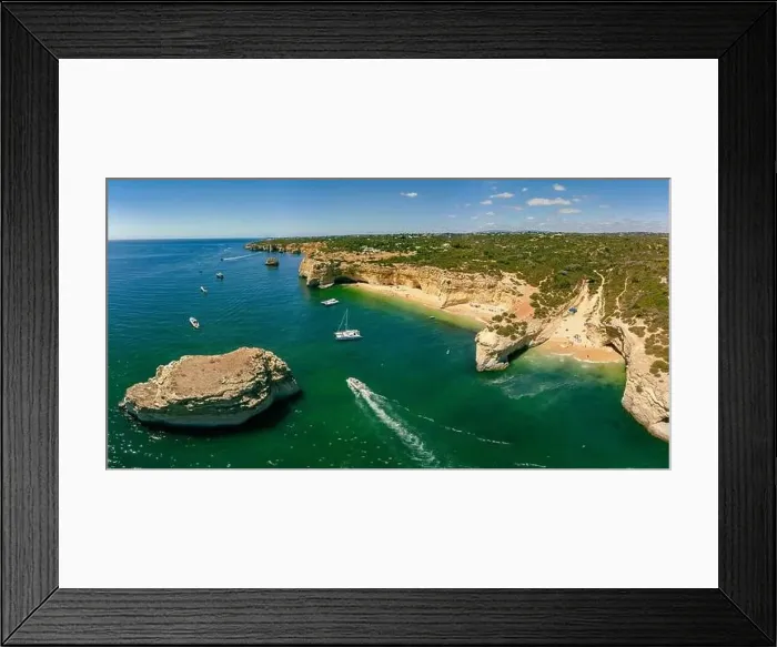 Framed Print : Aerial drone views of Praia da Marinha and Malhada do Baraco - beaches in Algarve, Portugal Framed Print : Aerial drone views of Praia da Marinha and Malhada do Baraco - beaches in Algarve, Portugal