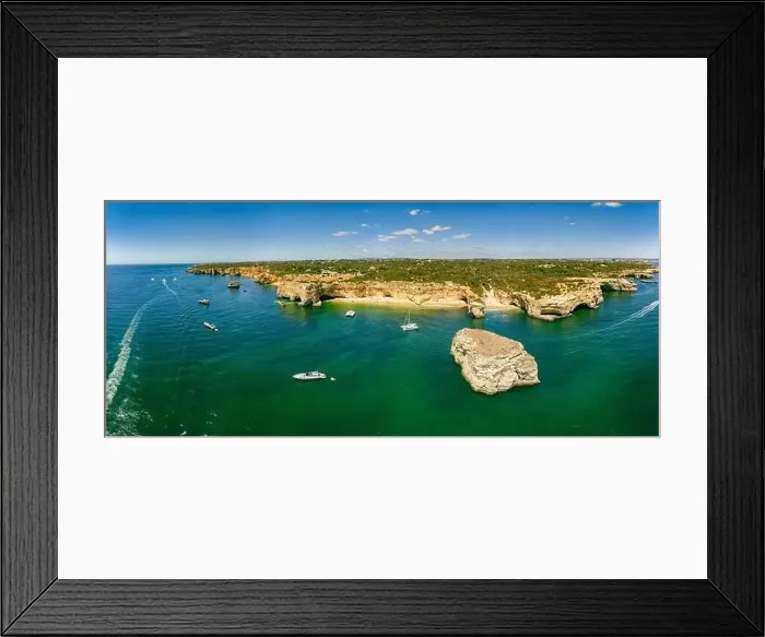 Framed Print : Aerial drone views of Praia da Marinha and Malhada do Baraco - beaches in Algarve, Portugal Framed Print : Aerial drone views of Praia da Marinha and Malhada do Baraco - beaches in Algarve, Portugal