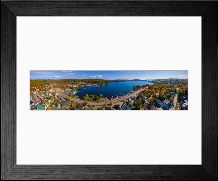 Framed Print : Panoramic aerial view of Meredith Bay in Lake Winnipesaukee and Meredith town center in fall, New Hampshire NH, USA Framed Print : Panoramic aerial view of Meredith Bay in Lake Winnipesaukee and Meredith town center in fall, New Hampshire NH, USA