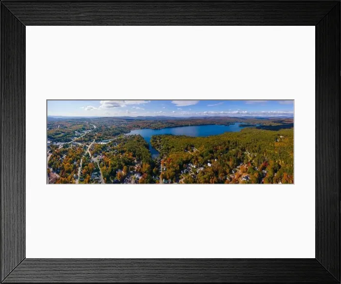 Framed Print : Panoramic aerial view of Lake Waukewan in fall from town center of Meredith, New Hampshire NH, USA Framed Print : Panoramic aerial view of Lake Waukewan in fall from town center of Meredith, New Hampshire NH, USA