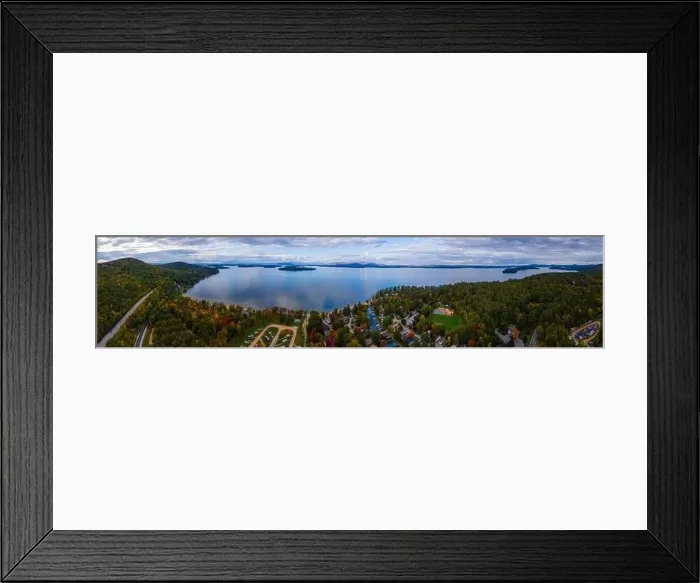 Framed Print : Aerial view of Lake Winnipesaukee in fall with Ossipee Mountains at the background Framed Print : Aerial view of Lake Winnipesaukee in fall with Ossipee Mountains at the background