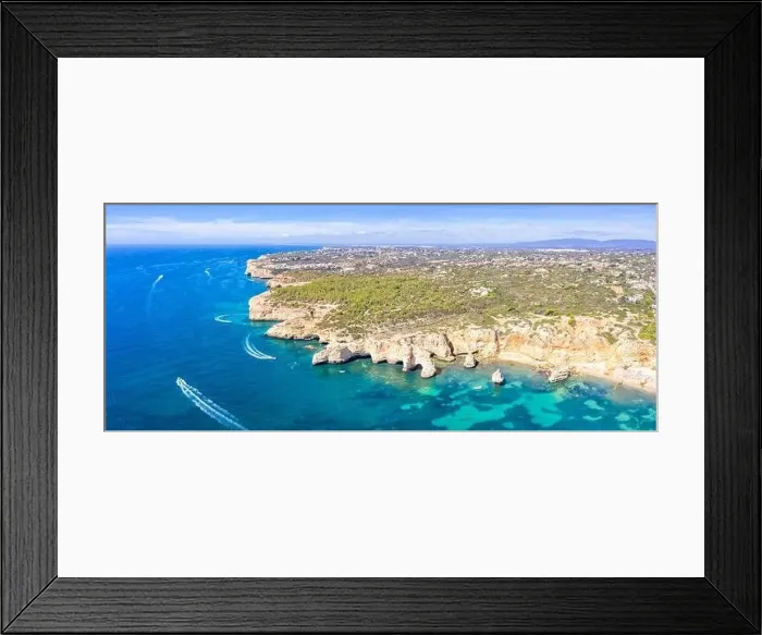 Framed Print : Portugal Algarve beach Praia da Marinha sea ocean panorama drone view aerial photo from above water Framed Print : Portugal Algarve beach Praia da Marinha sea ocean panorama drone view aerial photo from above water