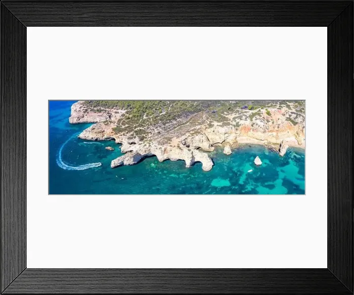 Framed Print : Portugal Algarve beach Praia da Marinha sea ocean panorama drone view aerial photo from above water Framed Print : Portugal Algarve beach Praia da Marinha sea ocean panorama drone view aerial photo from above water