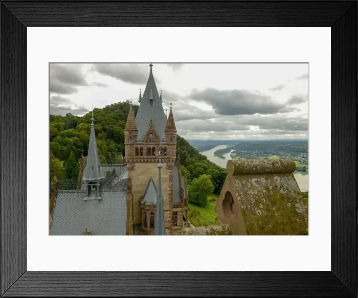 Framed Print : View at Drachenburg castle over Königswinter on Germany Framed Print : View at Drachenburg castle over Königswinter on Germany