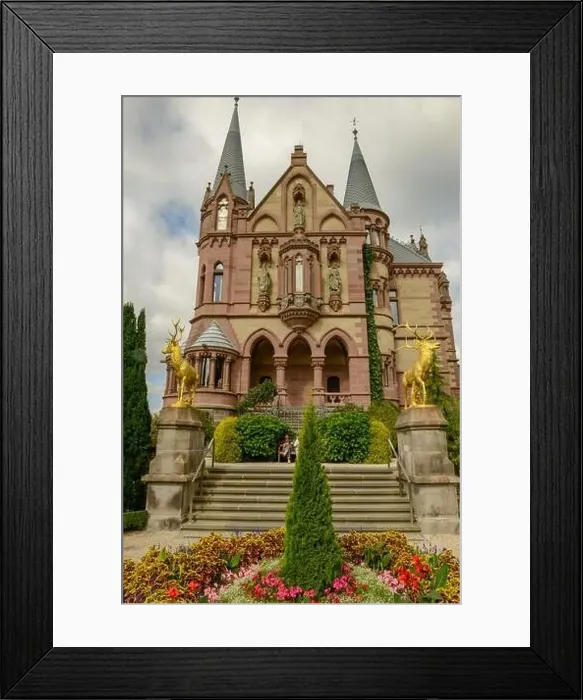 Framed Print : Königswinter, Germany - 20 September 2021: Drachenburg castle over Königswinter on Germany Framed Print : Königswinter, Germany - 20 September 2021: Drachenburg castle over Königswinter on Germany
